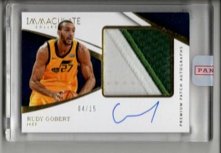 Rudy Gobert Auto Logo Patch /15 2017 - 18 Panini Immaculate Premium Patches Sp