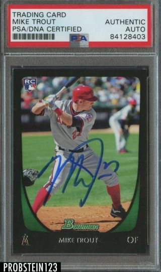 2011 Bowman Draft 101 Mike Trout Angels Rc Rookie Signed Auto Psa/dna
