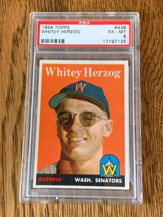 1958 Topps 438 Whitey Herzog - Psa 6