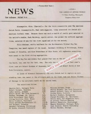 1936 Jewish All - American Football Team News Release The American Jewish World