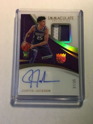 2017/18 Immaculate Justin Jackson Acetate Rpa Rookie Patch Auto 7/25 Rc Kings