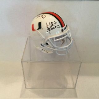 Jonathan Vilma Brock Berlin Larry Coker Signed Miami Hurricanes Mini Helmet