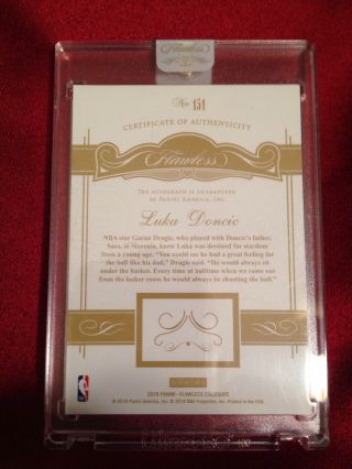 2018 - 19 Panini Collegiate Flawless Ruby Luka Doncic On Card Auto 11/20 Gem 2