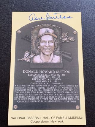 Don Sutton Signed Hof Plaque Auto Postcard Autograph