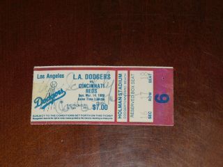 1989 La Dodgers Ticket Stub Signed By Vin Scully & Don Sutton