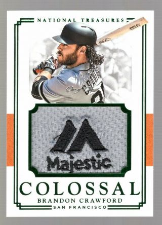 Brandon Crawford 2017 National Treasures Colossal Majestic Logo Patch 1/1 Giants