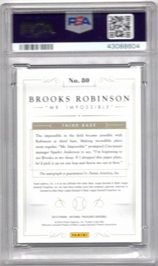 Brooks Robinson 2014 National Treasures Notable Nicknames AUTOGRAPH /25 PSA 10 2