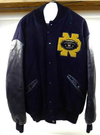 Vintage Delong Notre Dame Lettermans Jacket,  Pasquerilla Champs 93,  Size Large