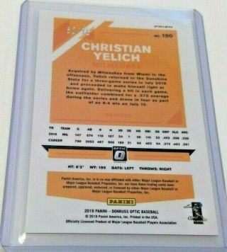 2019 Donruss Optic Christian Yelich We the People SP Prizm Holo ' d 52/76 MVP 2