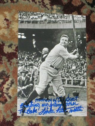 York Yankees Linda Ruth Tosetti Signed 4x6 Photo Card Babe Autograph 1a