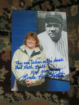York Yankees Linda Ruth Tosetti Signed 4x6 Photo Card Babe Autograph 1c