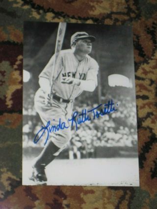 York Yankees Linda Ruth Tosetti Signed 4x6 Photo Card Babe Autograph 1