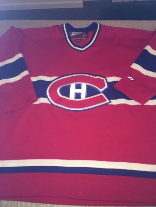 Montreal Canadiens Pro Player Adult Hockey Jersey Size Large Xl Red Vtg Nhl