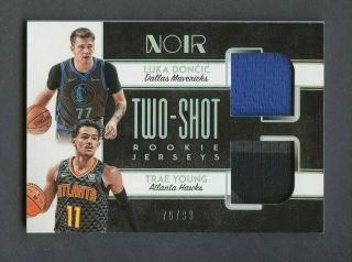 2018 - 19 Panini Noir Two - Shot Luka Doncic Trae Young Rc Rookie Jersey 70/99