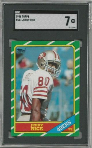 1986 Topps - Jerry Rice (rc) (hof) - Rookie - Nfl And Bowl Mvp - Sgc 7