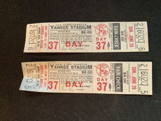2 York Yankee Full Ticket June 26 1977 Boston Red Sox