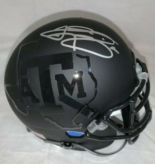 Johnny Manziel Signed Black Matte Texas A&m Mini Helmet Autographed Jsa Witness