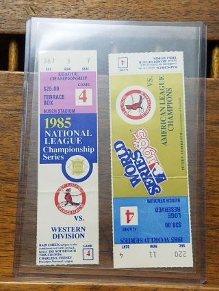 Two 1985 St.  Louis Cardinals Baseball Ticket Stubs World Series & Nlcs Game 4
