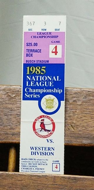 Two 1985 St.  Louis Cardinals Baseball Ticket Stubs WORLD SERIES & NLCS GAME 4 3