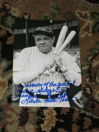 York Yankees Linda Ruth Tosetti Signed 4x6 Photo Card Babe Autograph 1b