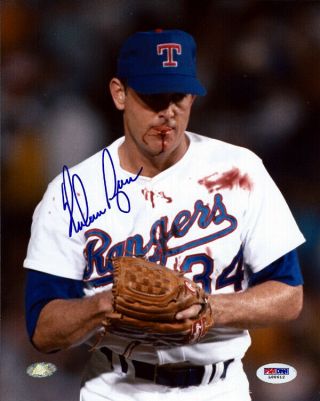Nolan Ryan Autographed Signed 8x10 Photo Texas Rangers Bloody Psa/dna 75027