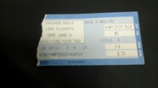 Vintage Chi Bulls Michael Jordan Ticket Stub 89 Playoffs Vs Cleveland Cavaliers