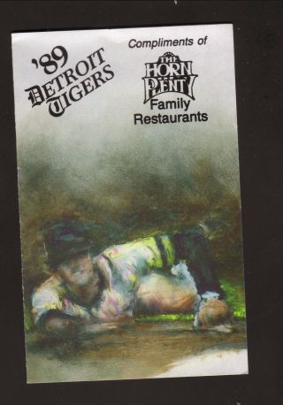 Detroit Tigers - - 1989 Pocket Schedule - - Horn Of Plenty Restaurants