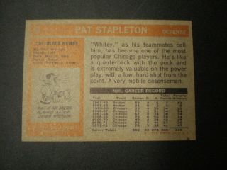 1972 - 73 Topps NHL Black Hawks Pat Stapleton Card 70 2