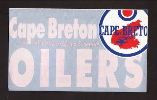 Cape Breton Oilers - - 1995 - 96 Pocket Schedule - - Champions - - Ahl