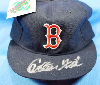 Carlton Fisk Fleer Certed Signed Boston Red Sox Hat Autograph