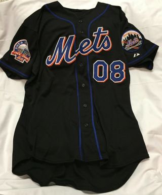 Mlb York Mets Bat Boy/team Clubhouse Black Jersey Size 46 W/ Shea Patch