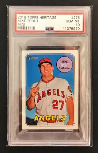 2018 Topps Heritage Psa 10 Mike Trout Mini (only 100 Made)