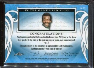 2019 Leaf ITG Game Pele Auto Autograph Game Jersey ed 2/7 2