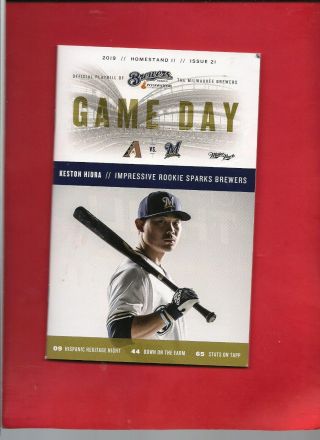 Keston Hiura Cover Milwaukee Brewers 2019 Official Gameday Program Issue 21