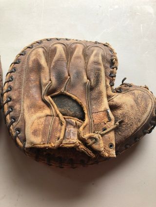 Two Antique Vintage Baseball Gloves - One Hutch And One Catchers Mitt 4