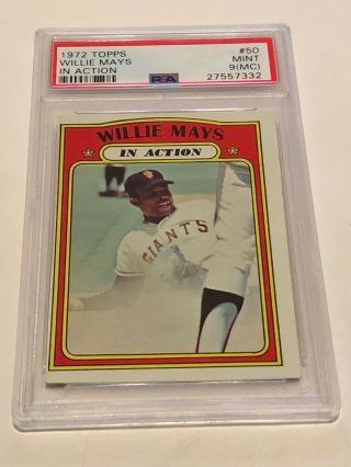 1972 Topps Willie Mays In Action 50 Psa 9 (m/c) San Francisco Giants