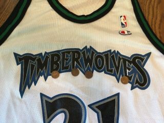 Kevin Garnett Minnesota Timberwolves 21 White Champion Jersey Men ' s Size 48 USA 7