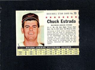 1961 Post Set Break 73 Chuck Estrada - - Company - - Perforated - - Orioles - - Nr/mt
