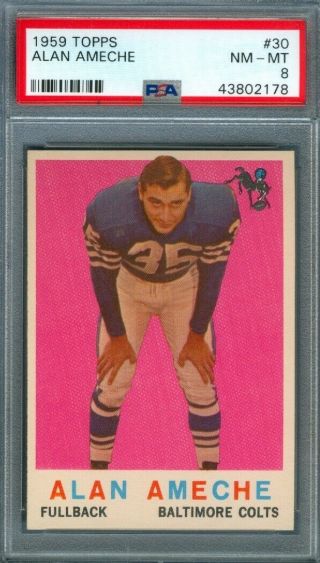 1959 Topps Football Alan Ameche 30 Colts Psa 8 (nearmint -)