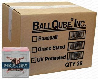 36 Ballqube Grandstand Baseball Display Case Square,  Uv Protection