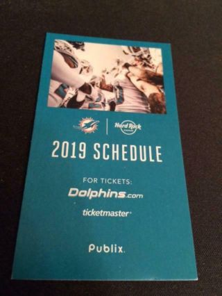 2019 Miami Dolphins 2 Football Pocket Schedules Ticketmaster/publix Version
