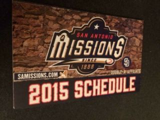 2015 San Antonio Missions Baseball Pocket Schedule Padres Affiliate