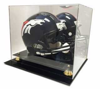 Deluxe Full Size Football Helmet Display Uv Case W/ Mirror -