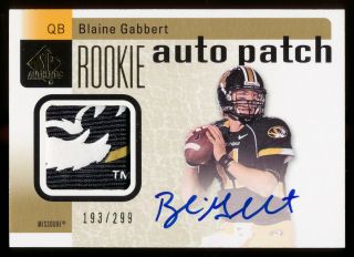 Blaine Gabbert 2012 Sp Authentic Auto Rc Patch 193/299 Tampa Bay Buccaneers
