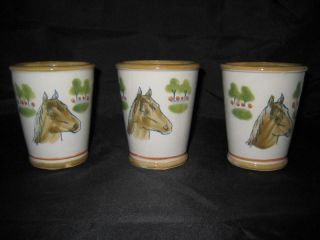 (3) 1975 101th Kentucky Derby Horse Race Pottery Julep Cups Louisville Stoneware