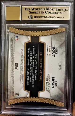 2017 Topps Tier One Dual Auto Mike Trout Kris Bryant 7 /25 ANGELS BGS 9.  5/10 10