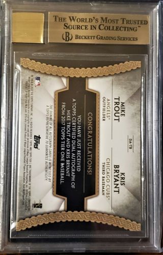 2017 Topps Tier One Dual Auto Mike Trout Kris Bryant 7 /25 ANGELS BGS 9.  5/10 4