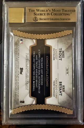 2017 Topps Tier One Dual Auto Mike Trout Kris Bryant 7 /25 ANGELS BGS 9.  5/10 7