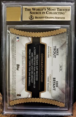 2017 Topps Tier One Dual Auto Mike Trout Kris Bryant 7 /25 ANGELS BGS 9.  5/10 9