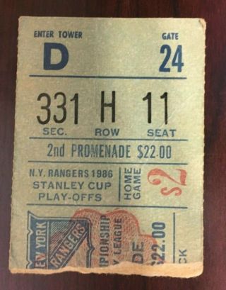 Vintage York Rangers Stanley Cup Playoffs Ticket Stub - Very Rare